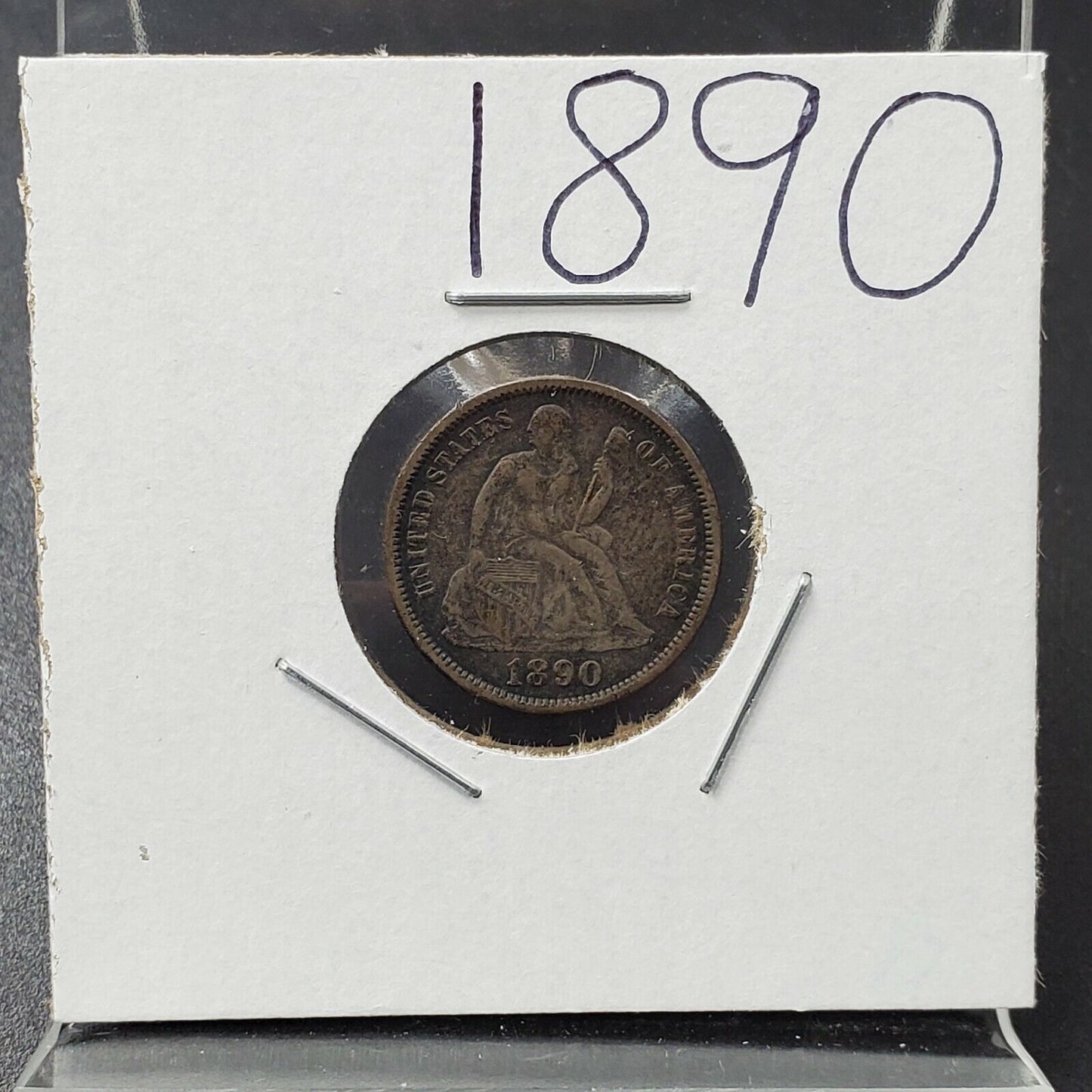 1890 P SEATED LIBERTY DIME Silver Coin Average VF Very Fine Circulated