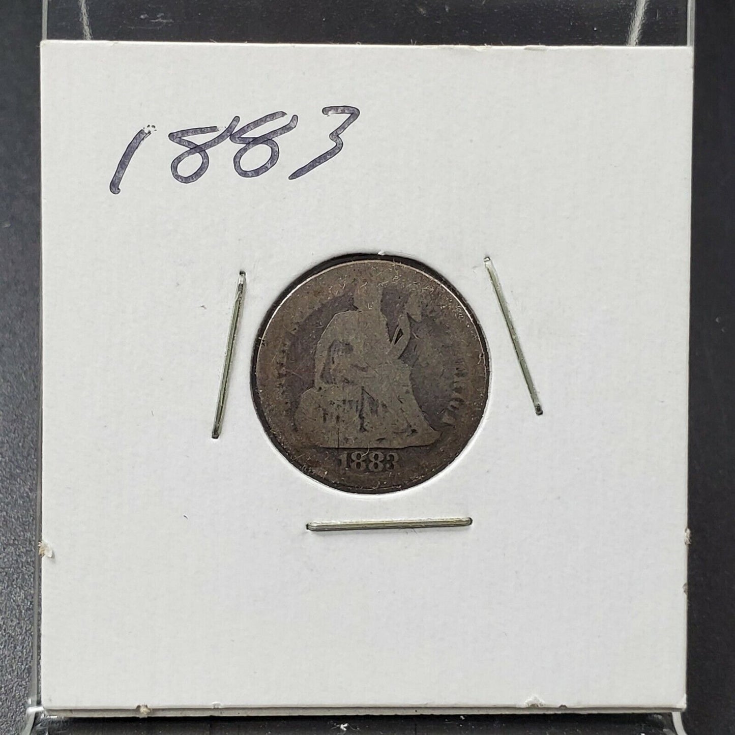 1883 P SEATED LIBERTY SILVER DIME COIN AG About Good