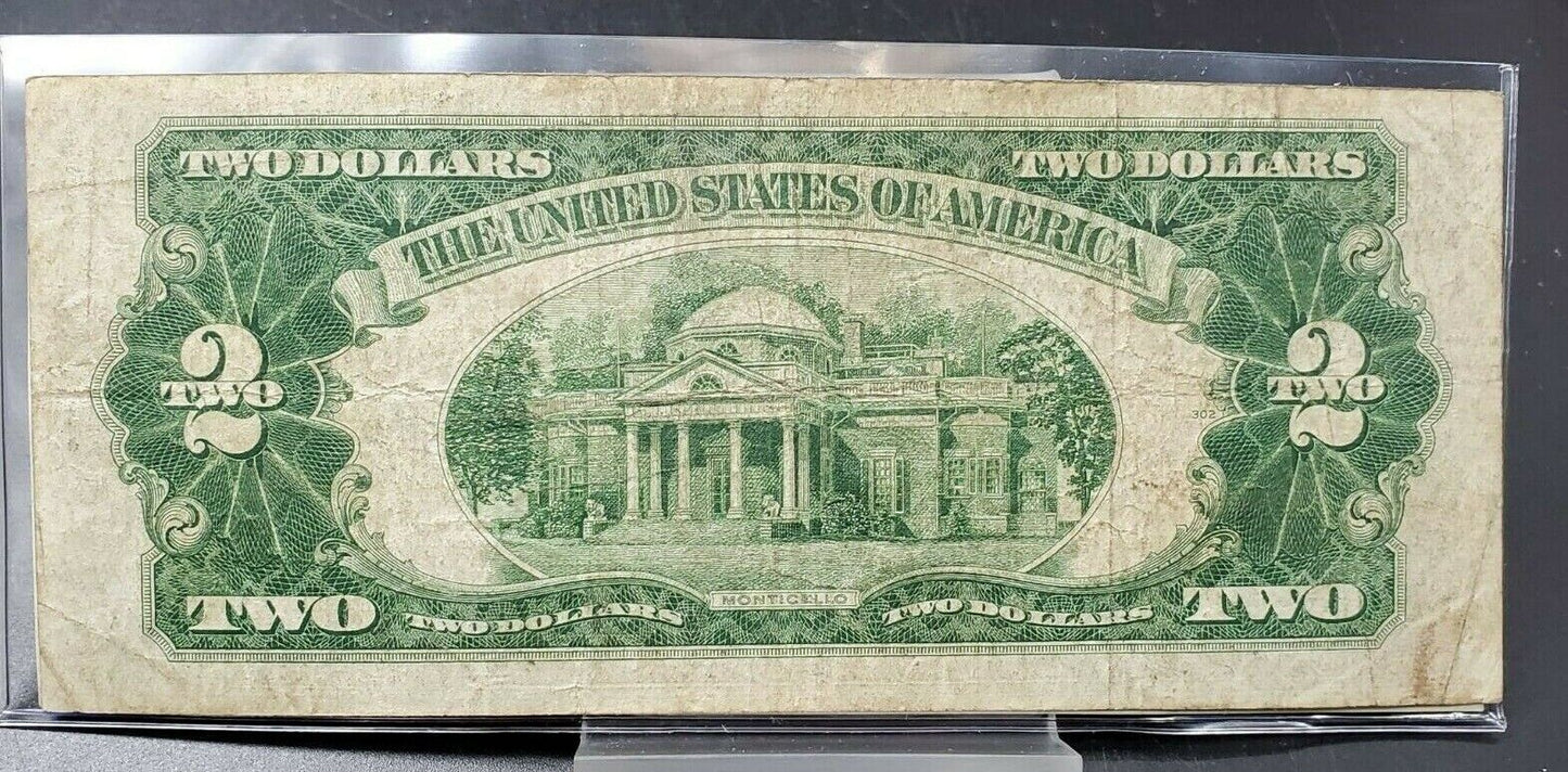 1928 $2 D Legal Tender Note Bill Red Seal United States Currency GOOD Macroplate