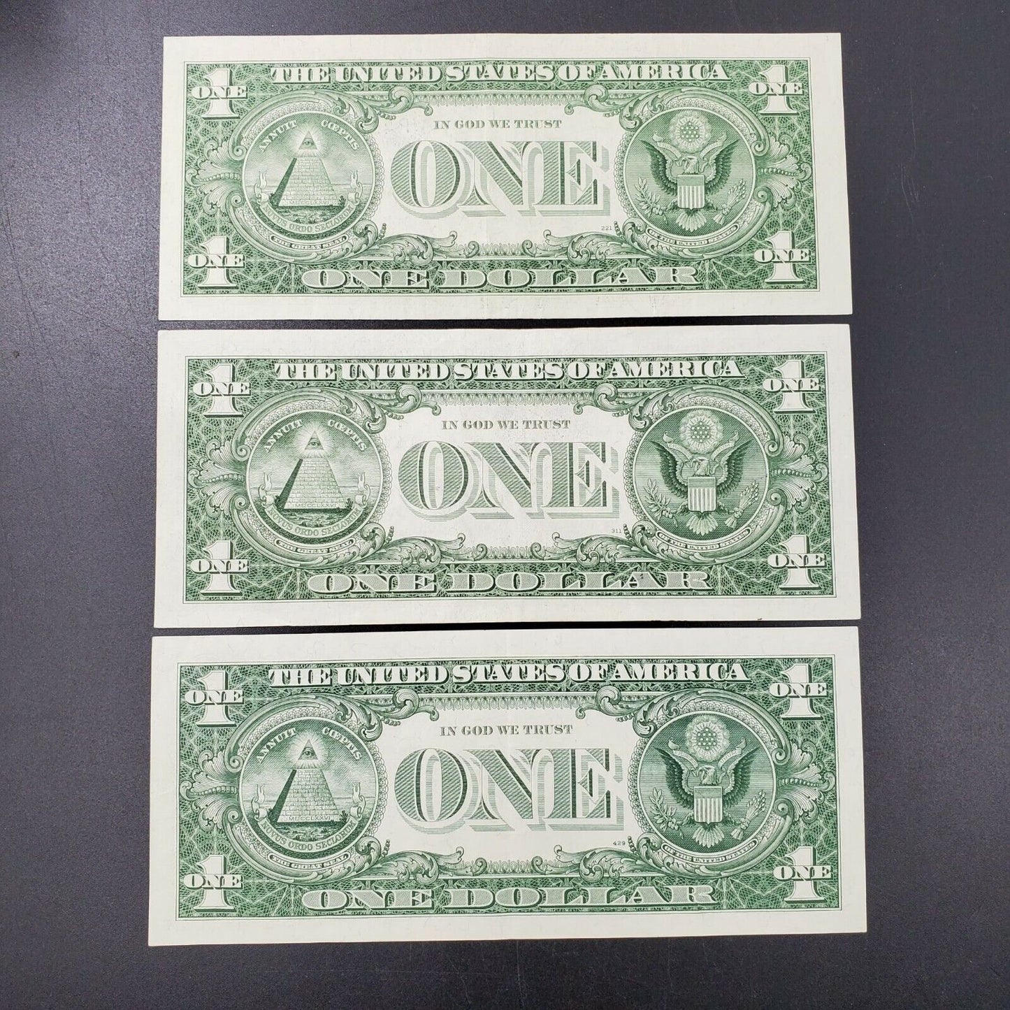 Lot of 3 VF+ 1957 $1 Silver Certificate US Note Bill Repeat SERIAL #s Numbers