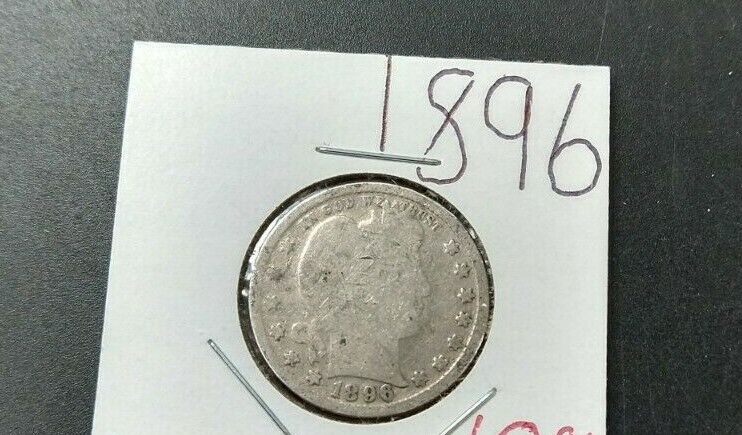 1896 P Barber Silver Eagle Quarter Coin Average AG About Good Full Date
