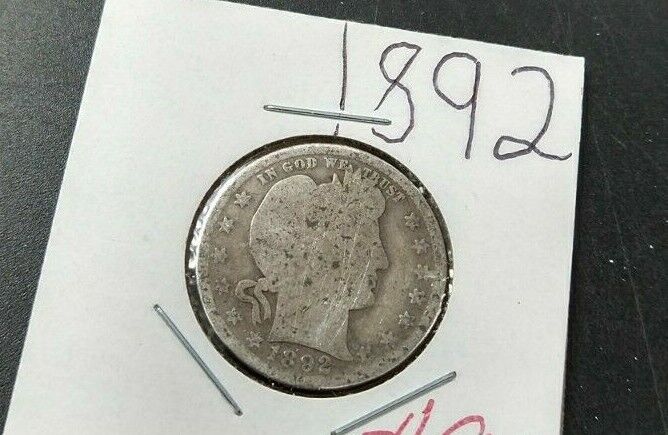 1892 P Barber Silver Eagle Quarter Coin AVG AG About Good First Year of Issue