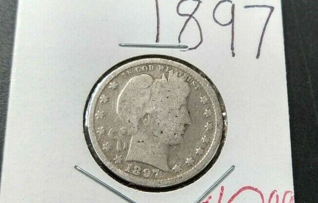 1897 P Barber Silver Eagle Quarter Average Good Circulated