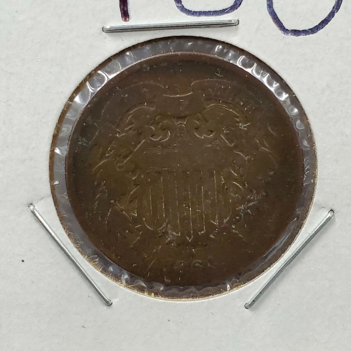 1864 P 2C Two Cent Copper Coin Piece Choice AG About Good / Good Neat Toning