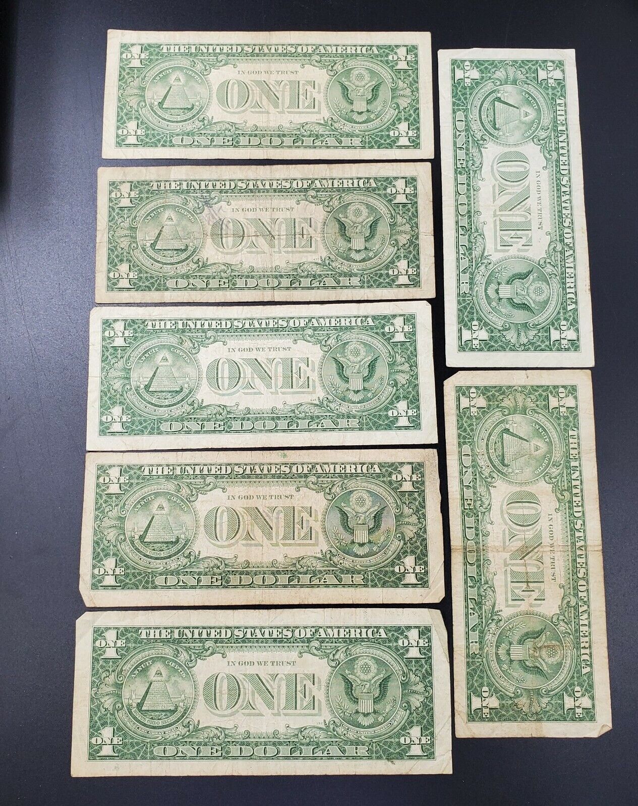 LOT 7 NoteS 1957 $1 SILVER CERTIFICATE NOTE BILL BLUE SEAL NEAT Serial #s