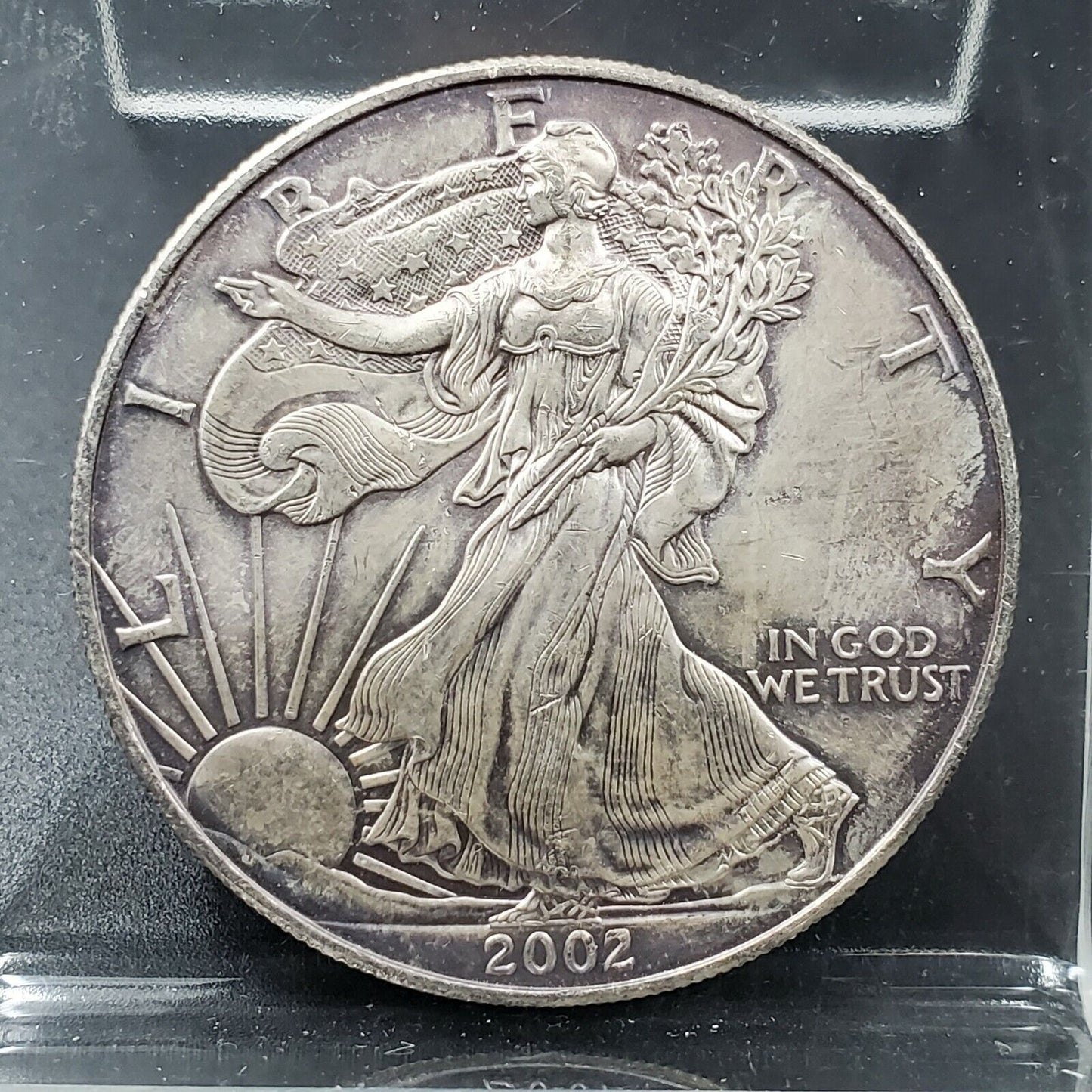2002 1 OZ American Silver Eagle .999 Millennium Millennial Coin GEM BU PQ TONING