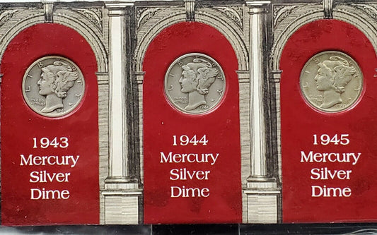 American Coin Treasures Last 3 Years of Issue America Mercury Silver Dimes Set