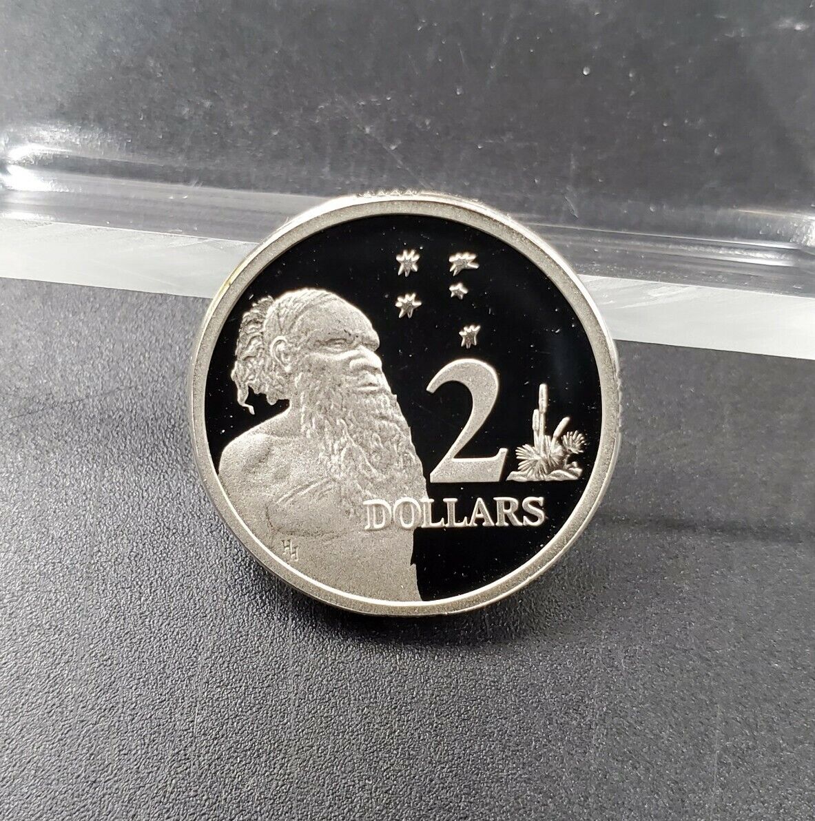 1988 $ 2 DOLLARS AUSTRALIA ABORIGINAL RAM PROOF SILVER WORLD COIN