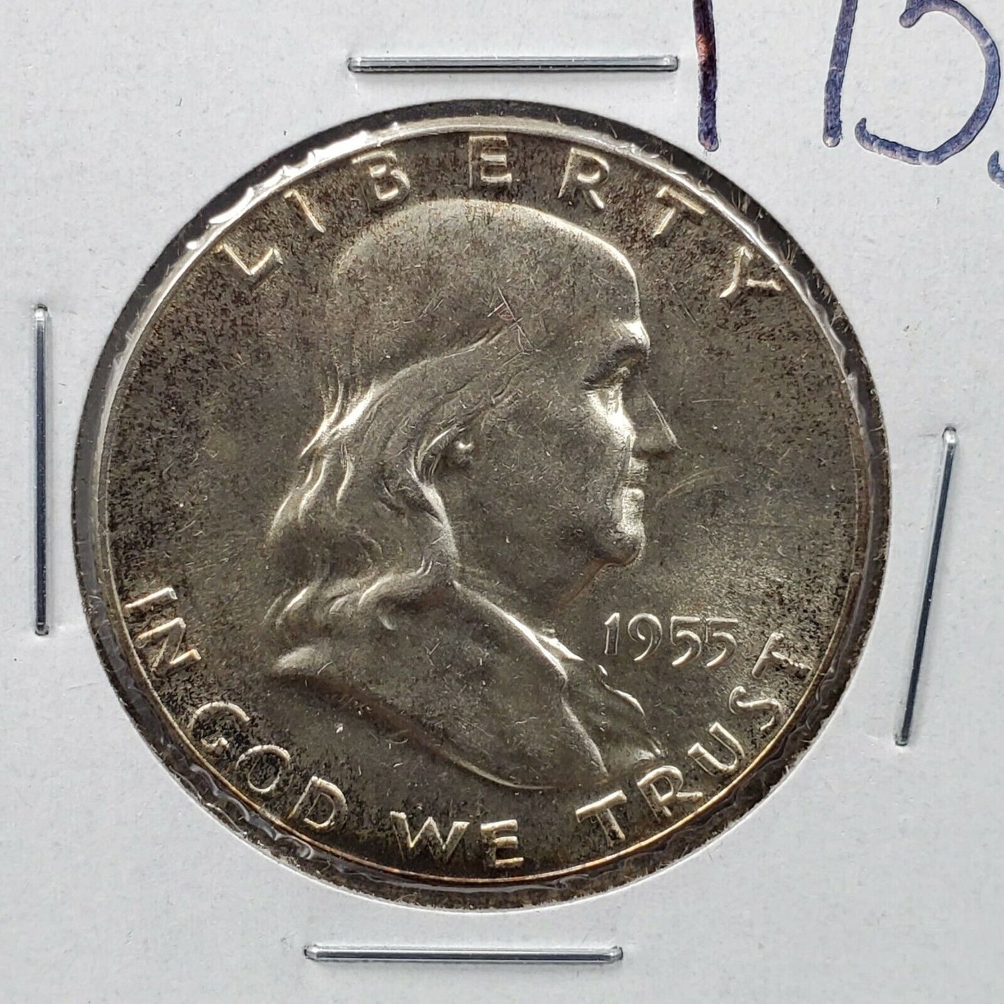 1955 P Franklin Silver Liberty Bell Half Dollar Coin Choice AU / CU UNC Toner