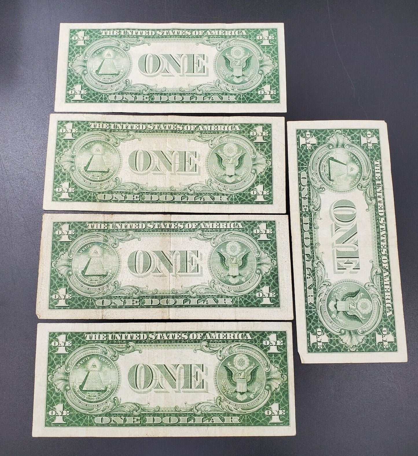 LOT 5 Note 1935 $1 SILVER CERTIFICATE NOTE BILL BLUE SEAL Repeat Serial #s VG+