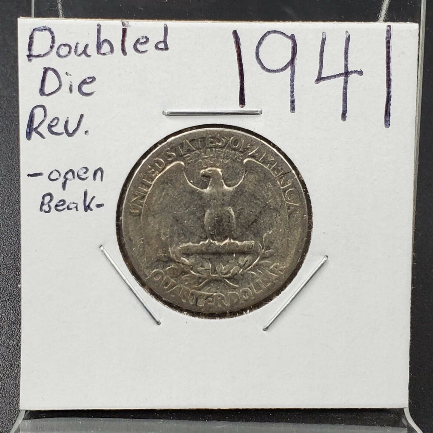 1941 P Washington Silver Quarter Coin Double Eagle Beak DDR Double Die Reverse