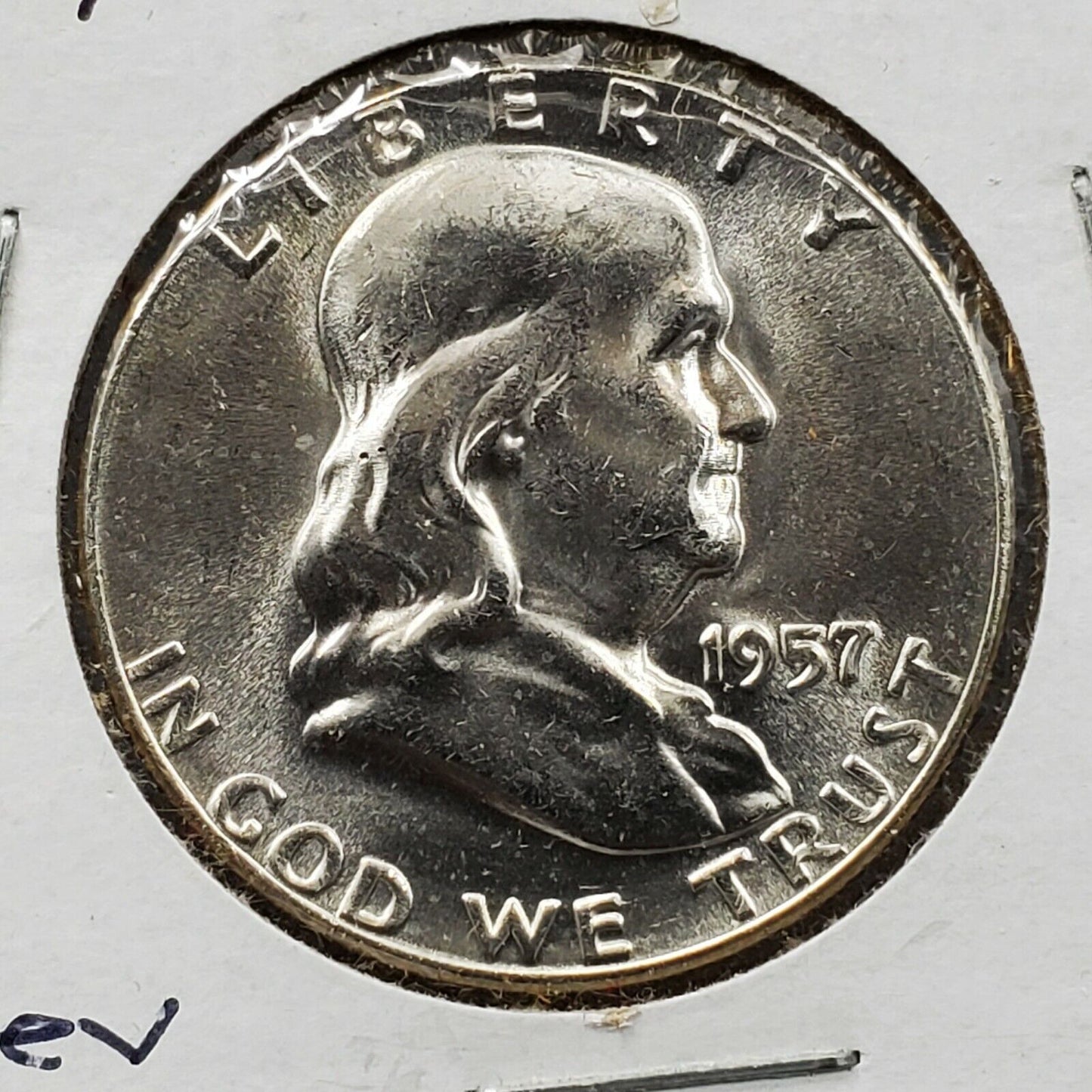 1957 P Franklin Silver 90% Half Dollar Coin Gem BU UNC Major Die Clash Error REV