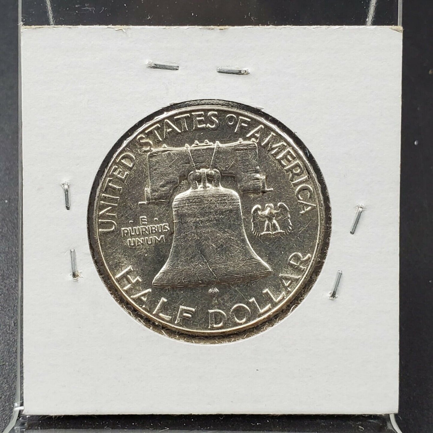 1960 D Franklin Silver Half Dollar Coin XF / AU with some toning circulated