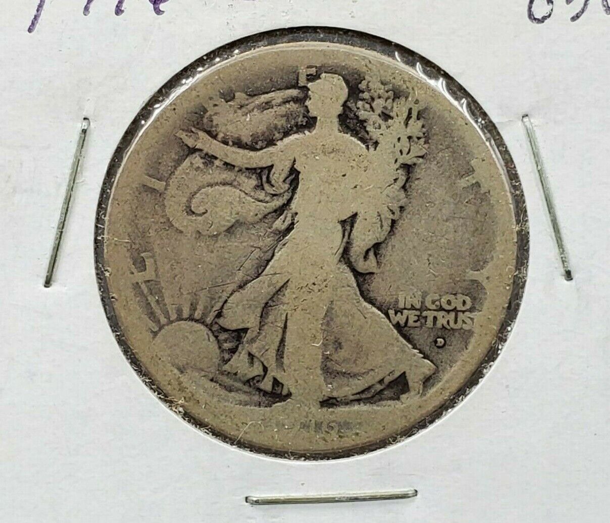1916 D 50c Walking Liberty Silver Eagle Half Dollar Coin AG About Good OBV MM