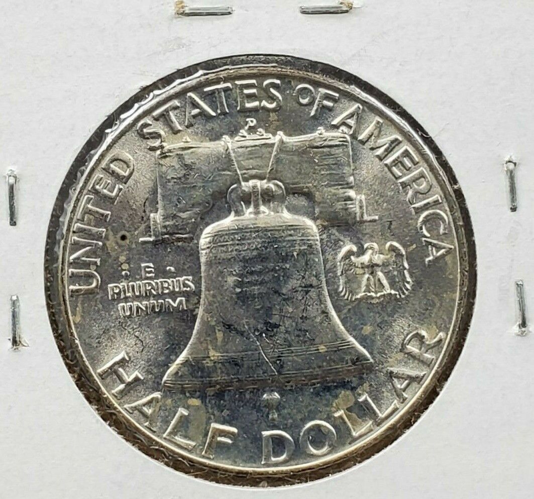 1957 D Franklin Silver Half Dollar Coin Choice BU UNC Neat Light Toning