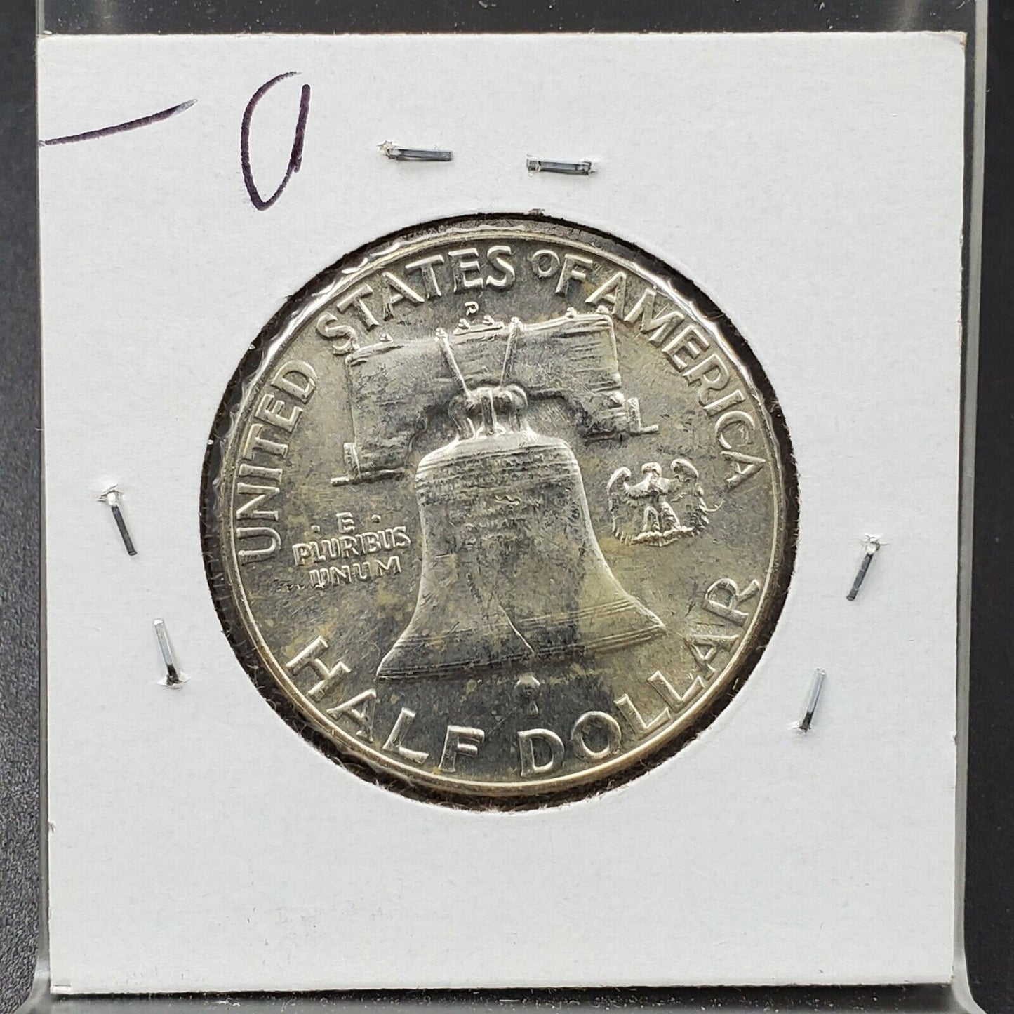 1957 D Franklin Silver Half Dollar Coin BU Uncirculated Some Toning