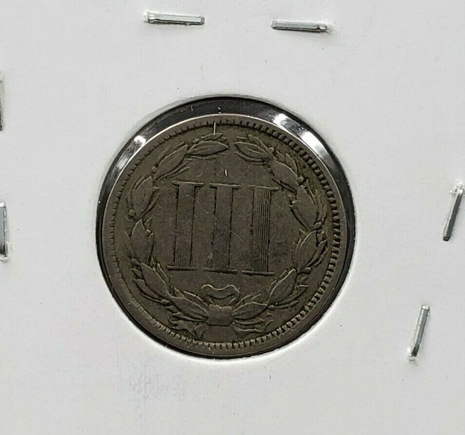 1868 P 3c Liberty Three Cent Nickel Coin VF Very Fine Circulated Condition USA