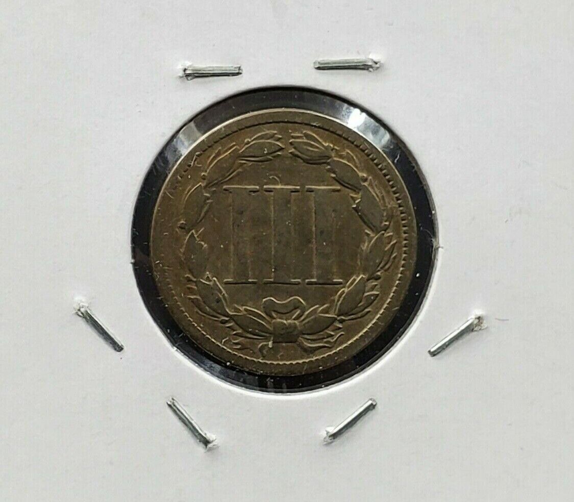1866 3c Liberty Three Cent Nickel Coin VF Very Fine Detail