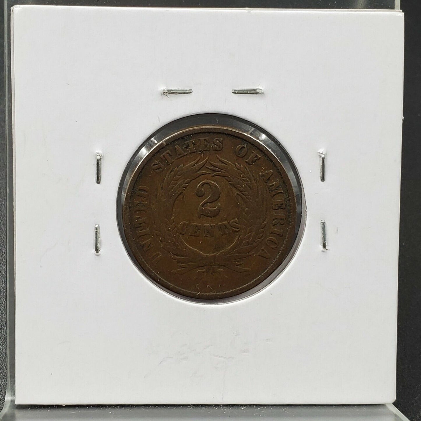 1865 2C Two Cent Copper Coin Piece Choice Fine / VF Circulated Large Motto