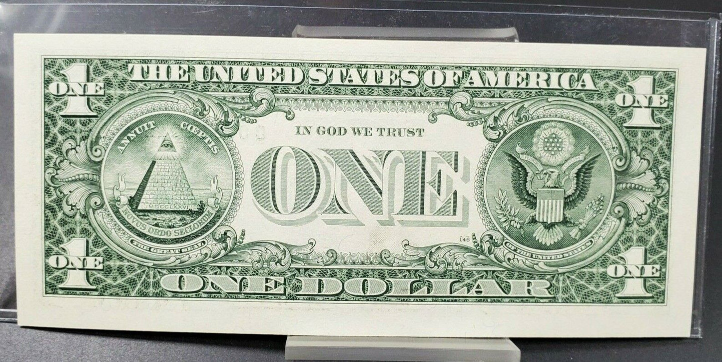 2001 $1 FRN Federal Reserve Star * UNC DOUBLE REPEAT SERIAL # & OBVERSE BLOCK #