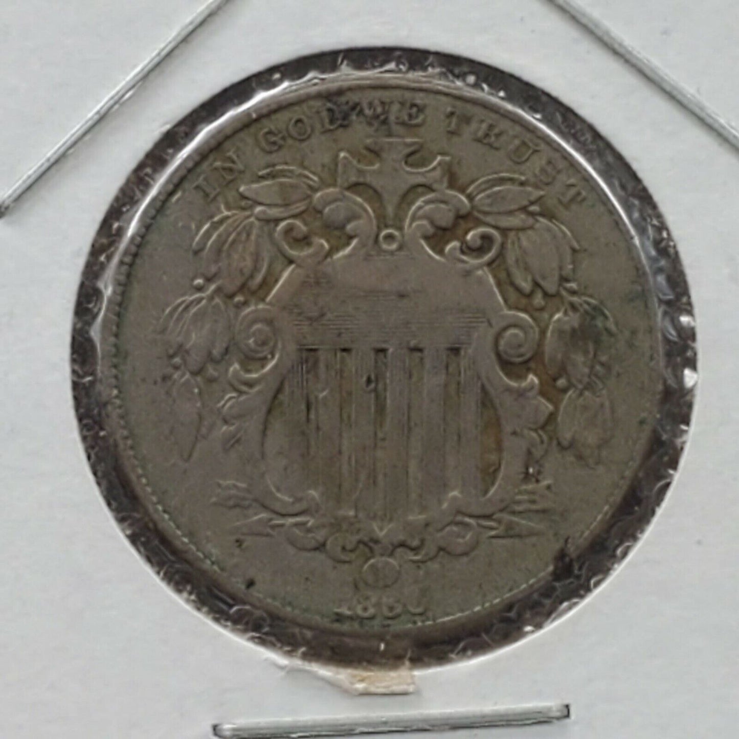 1866 Shield Nickel Five Cents Coin With Rays Choice Good / VG Very Good