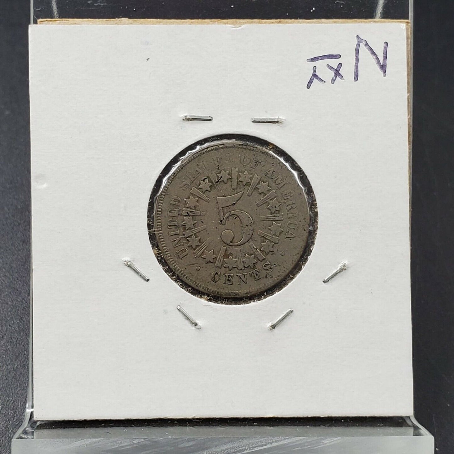 1866 Shield Nickel Five Cents Coin With Rays Choice Good / VG Very Good