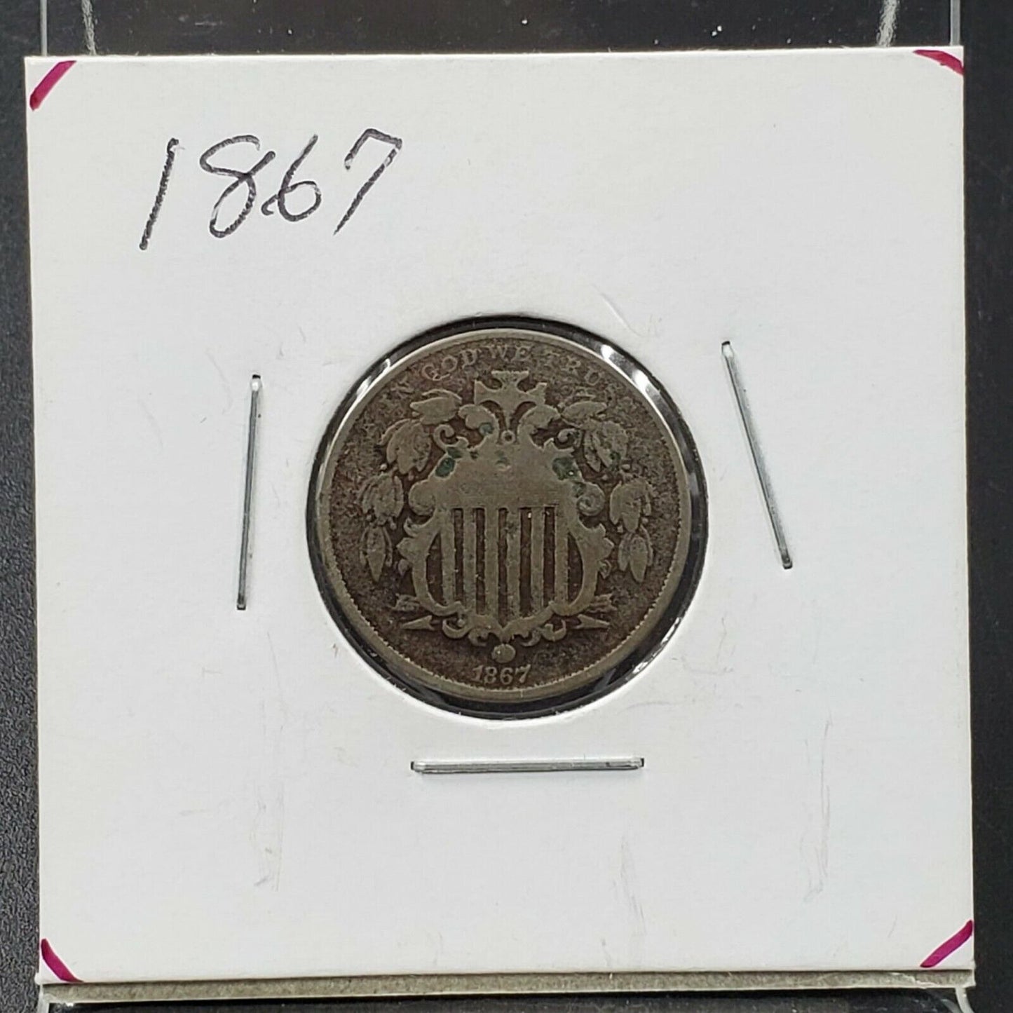 1867 5c Shield Nickel No Rays Variety VF Details Nice Coin