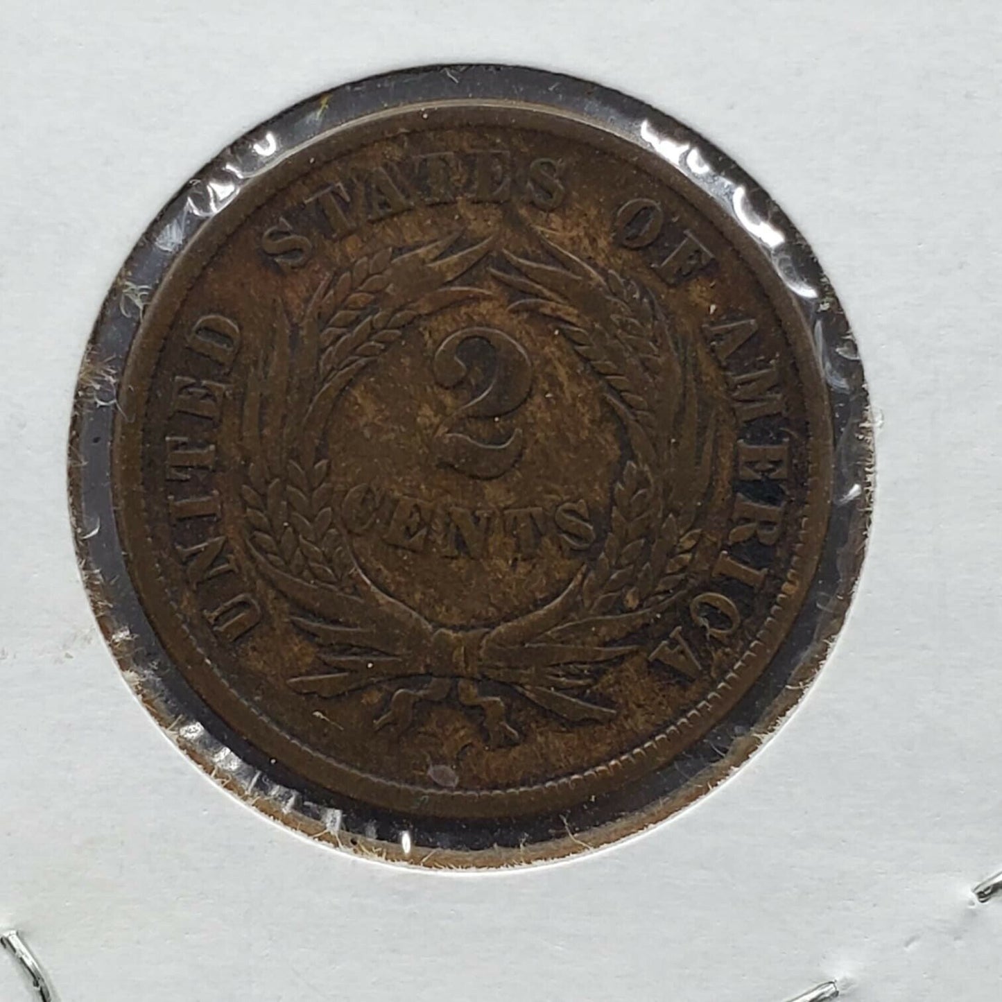 1866 2C Two Cent Copper Coin Piece Choice F Fine Circulated Nice