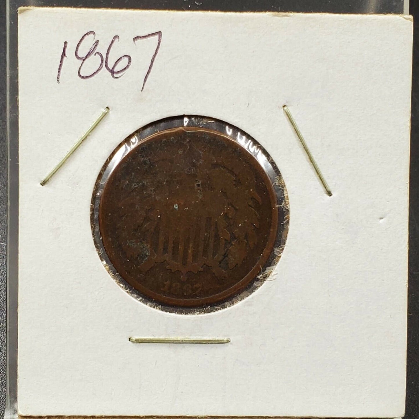 1867 LM 2C Two Cent Copper Coin Piece AG Details Cull