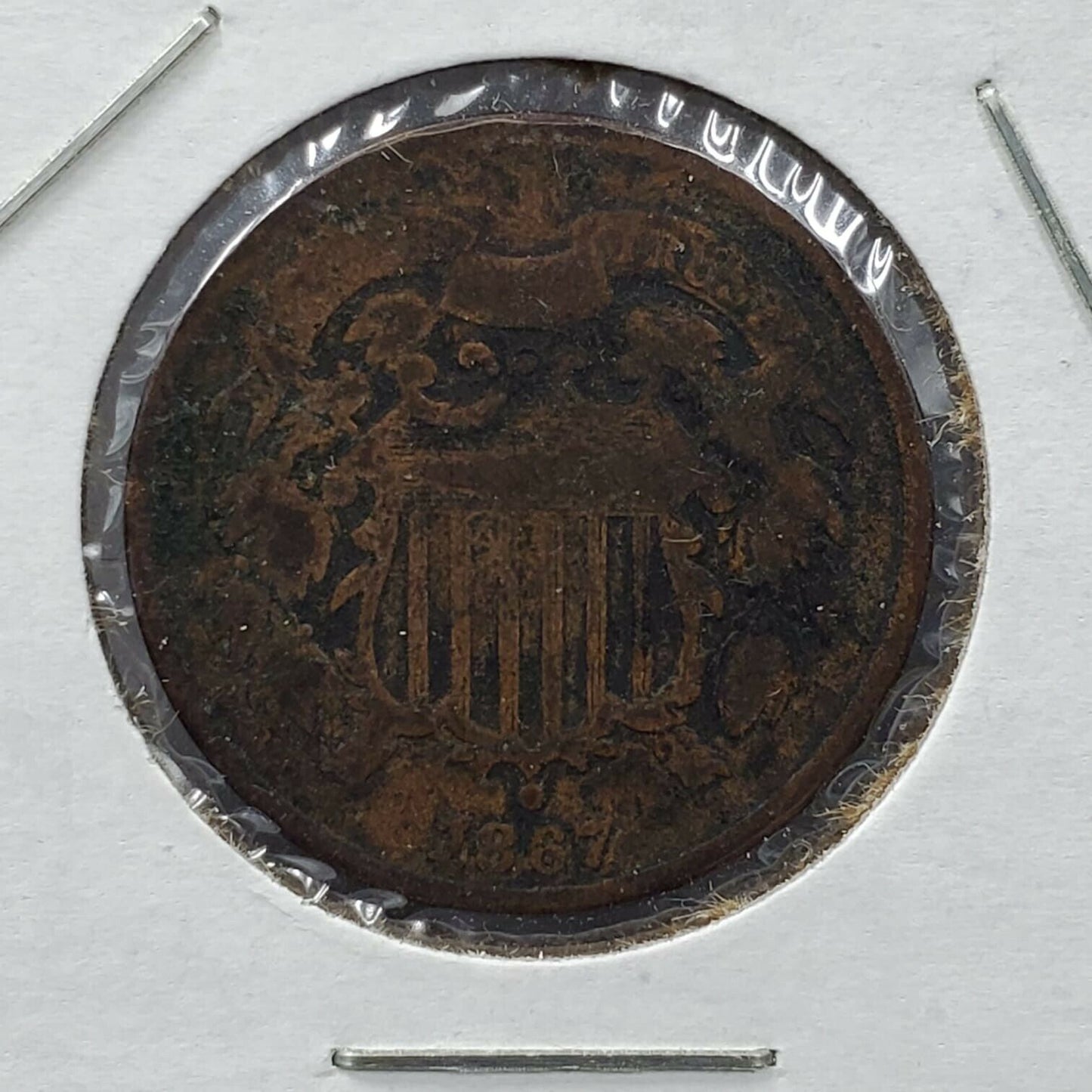 1867 LM 2C Two Cent Copper Coin Piece AG Details CULL