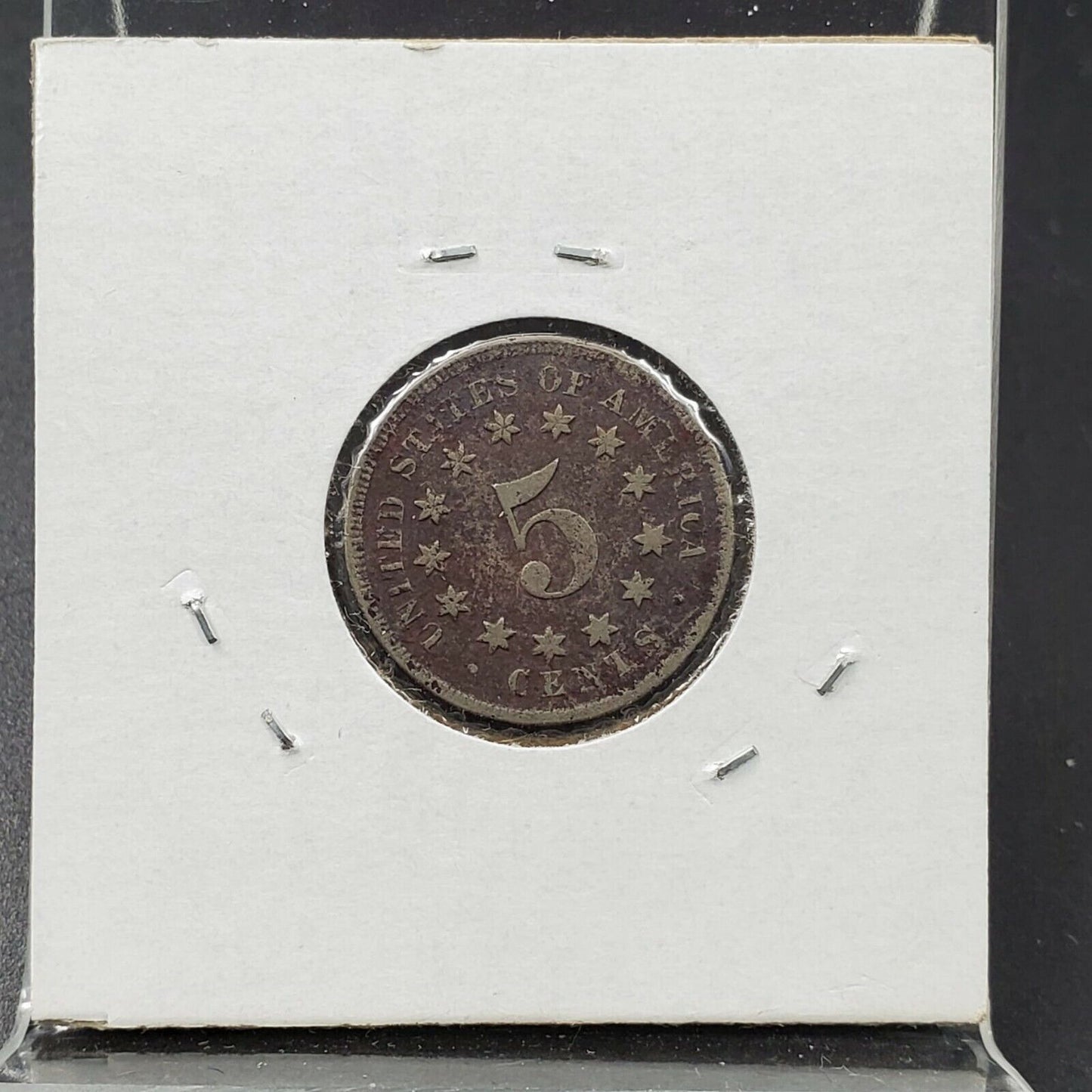 1868 5c Shield Nickel Coin Average Circulated USA's first Cupro Nickel 5c Series