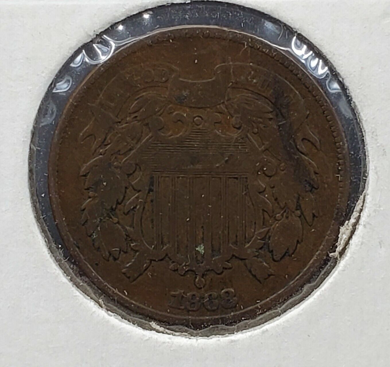 1868 2C Two Cent Copper Bronze Coin Piece VG Very Good Circulated Toned