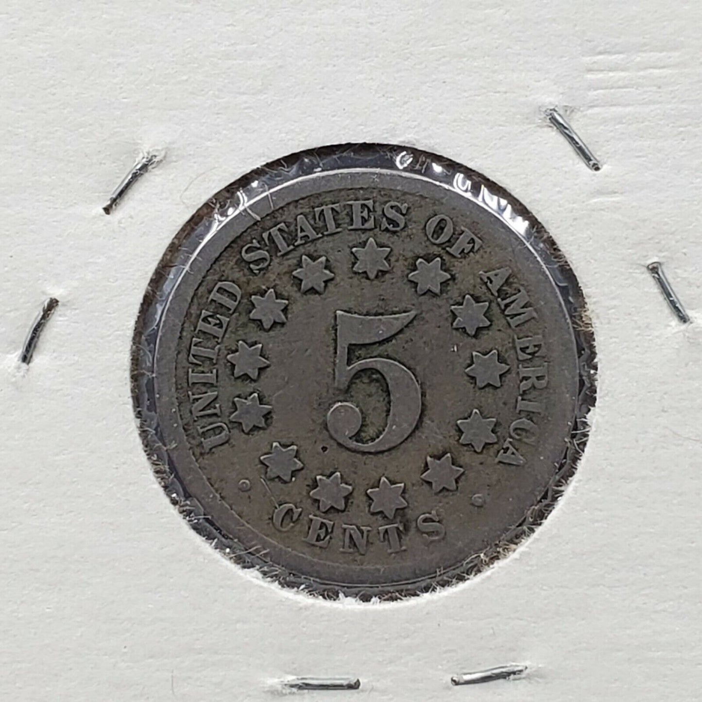 1869 5c Shield Nickel Coin Average Circulated Choice AG About Good Damage Free