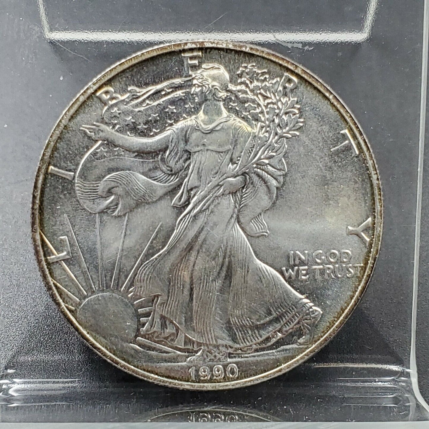 1990 1 OZ American Silver Eagle GEM BU Uncirculated .999 Neat Toning