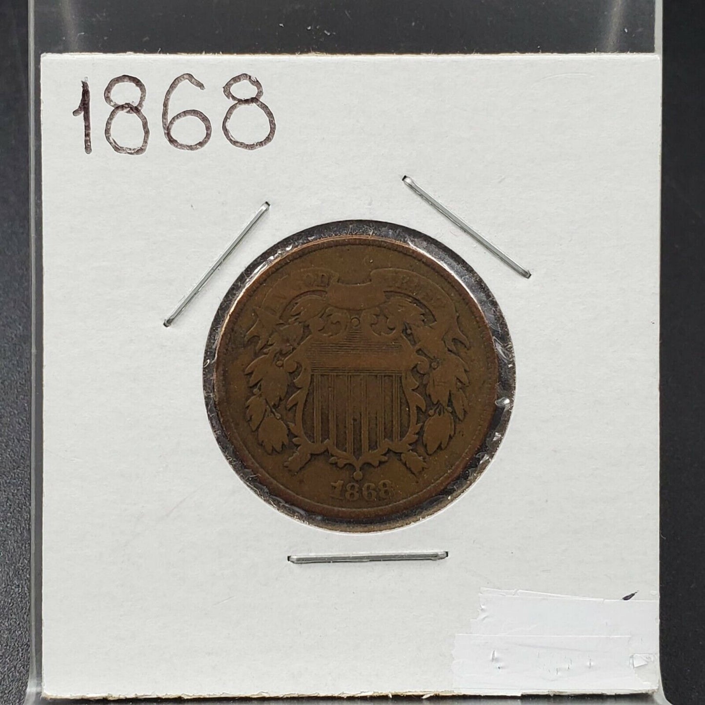 1868 2C Two Cent Copper Coin Piece VG Very Good Circulated