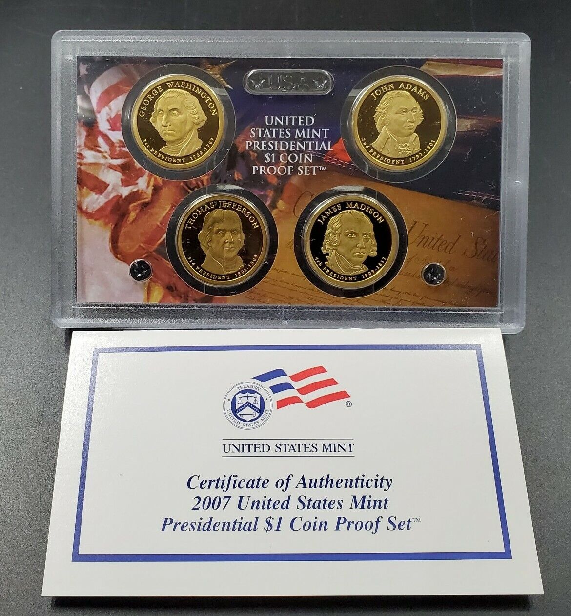 2007 US Mint Presidential 1$ Dollar Coin Proof Set Complete With Box & COA OGP