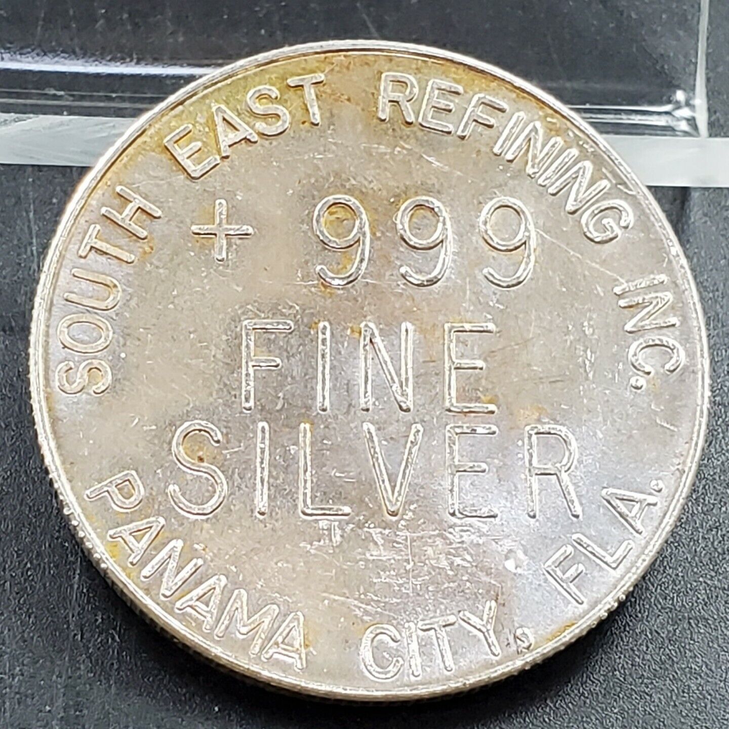 HCJ Refiners 1 TROY OZ .999 FINE SILVER Round BU Uncirculated NICE Toning Toner