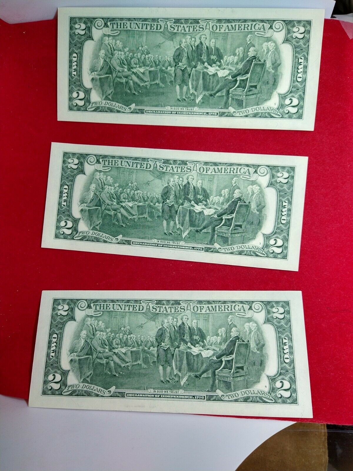 Lot of 3 $2 2003 FRN FEDERAL RESERVE NOTE CH UNC GREEN SEAL Neat SERIAL #