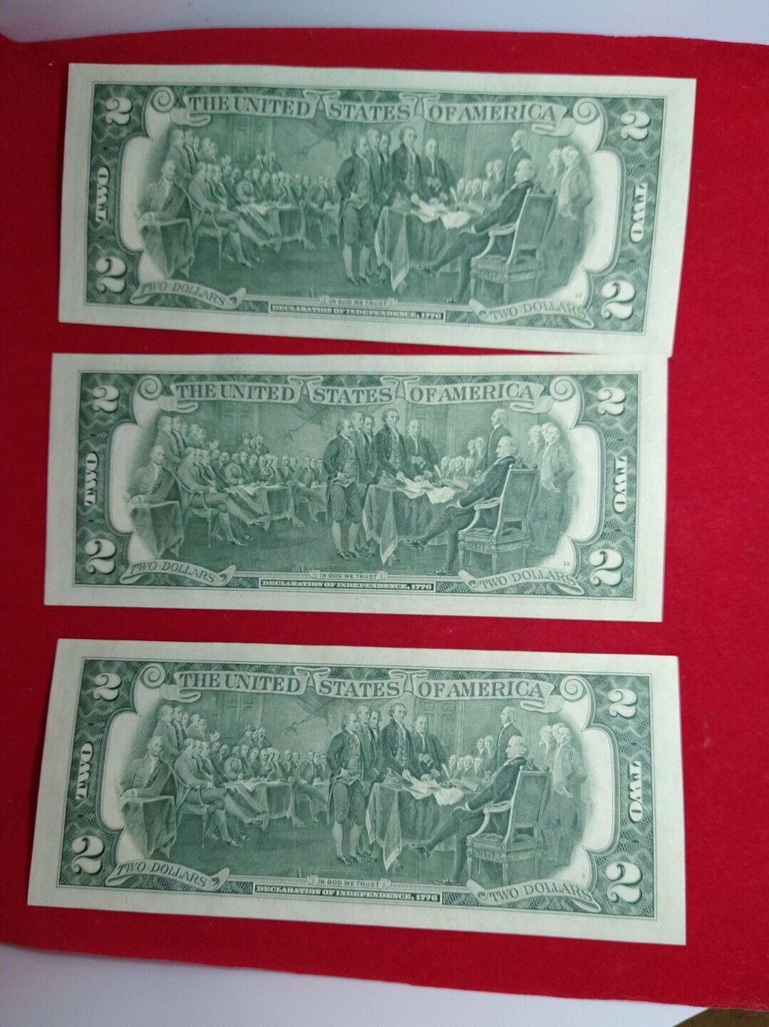 3 Consecutive 1976 $2 FRN Postal Note College Park GA CH UNC Bicentennial