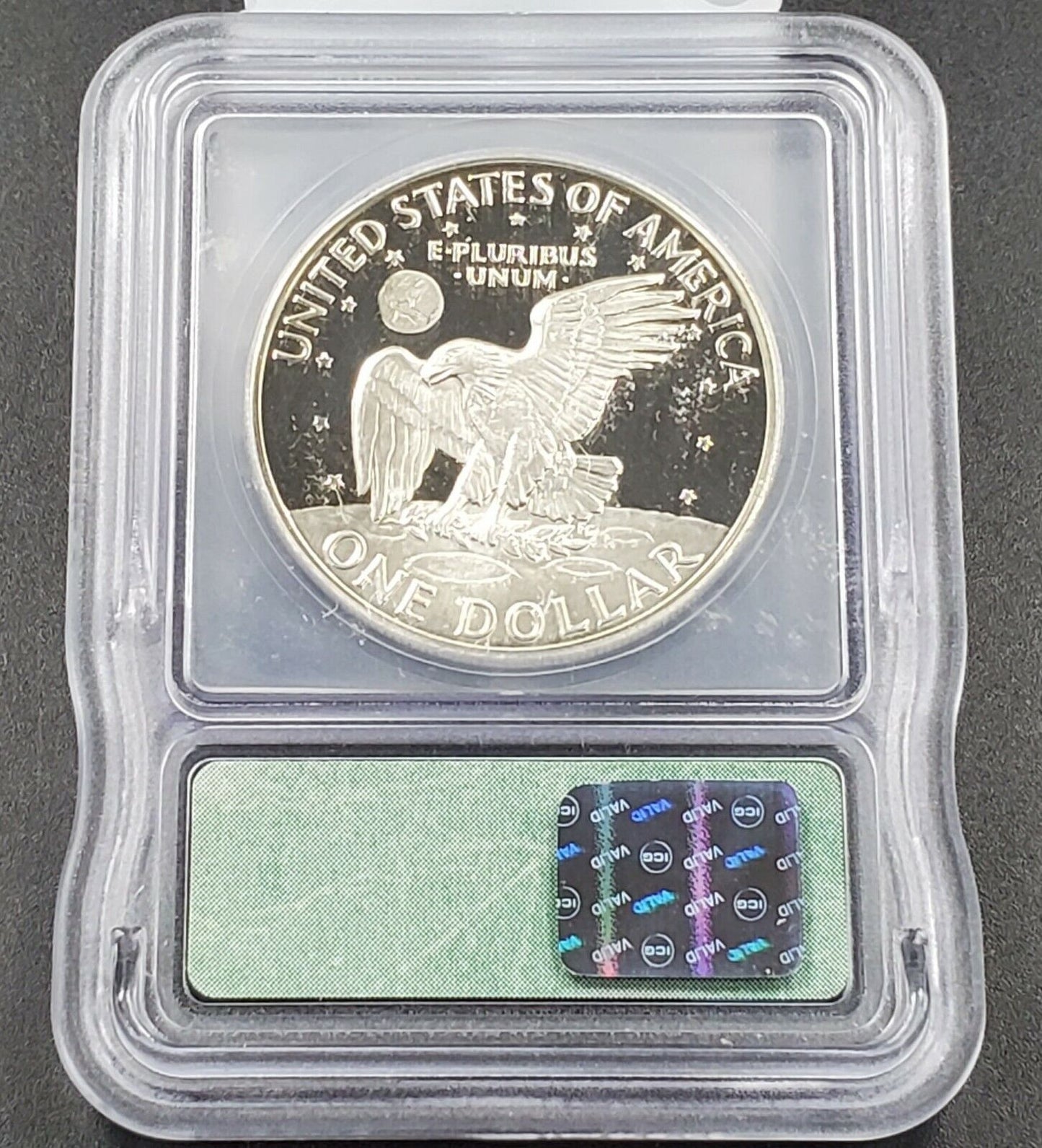 1971 S $1 Eisenhower Brown Ike 40% Silver PR69 DCAM ICG Nice Blue Toning Toner