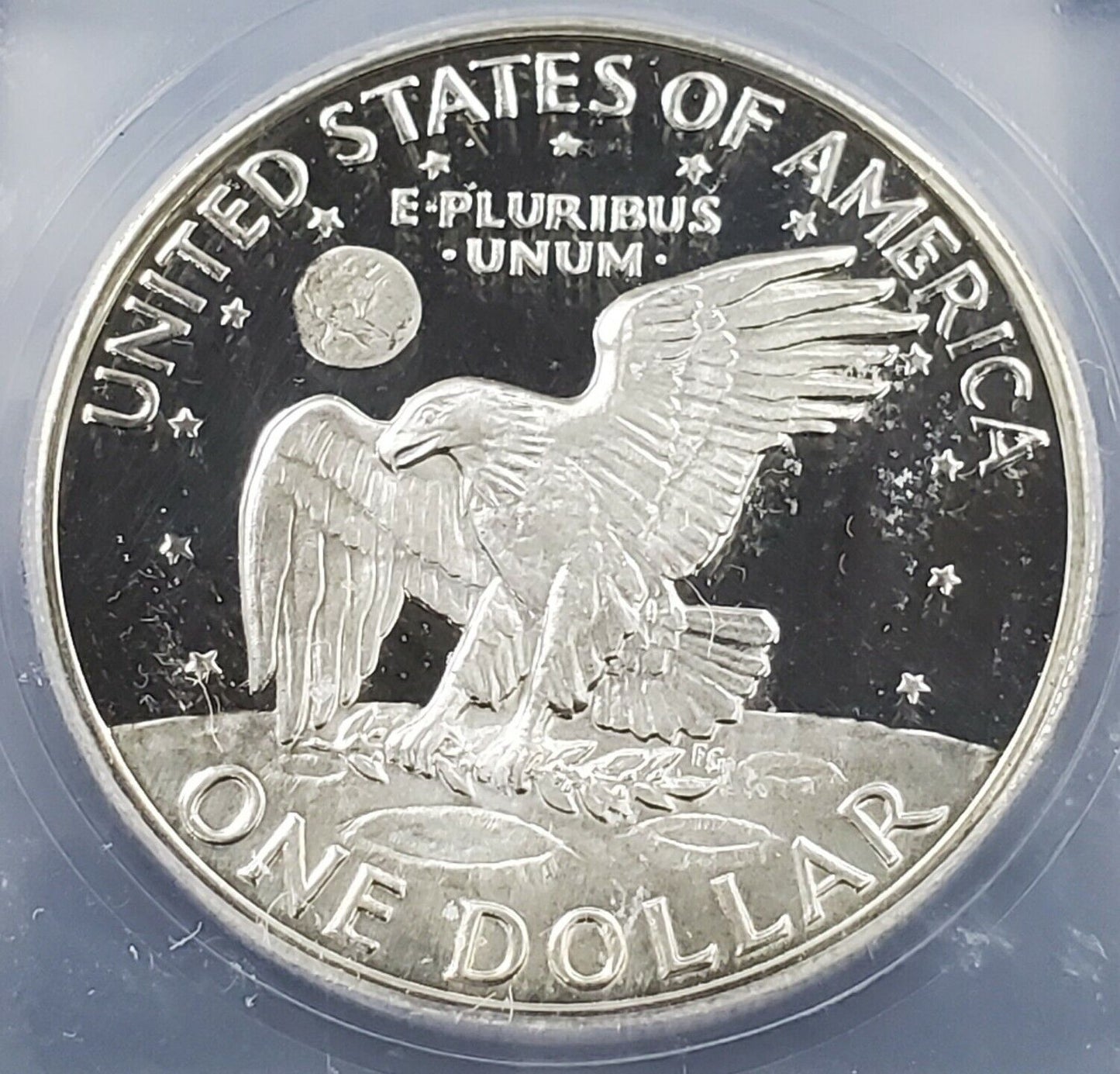 1971 S $1 Eisenhower Brown Ike 40% Silver PR69 DCAM ICG Nice Blue Toning Toner