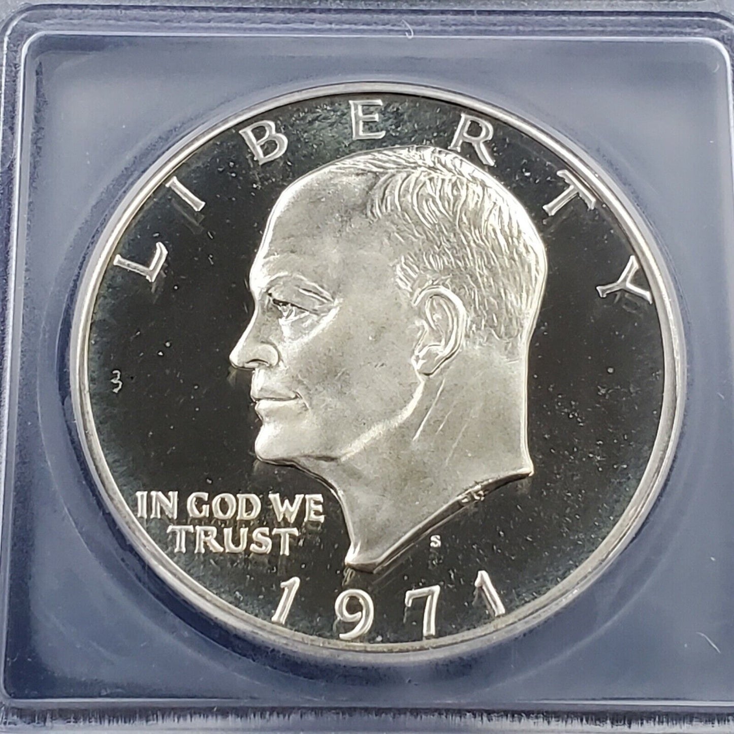 1971 S $1 Eisenhower Brown Ike 40% Silver PR69 DCAM ICG Not much toning some