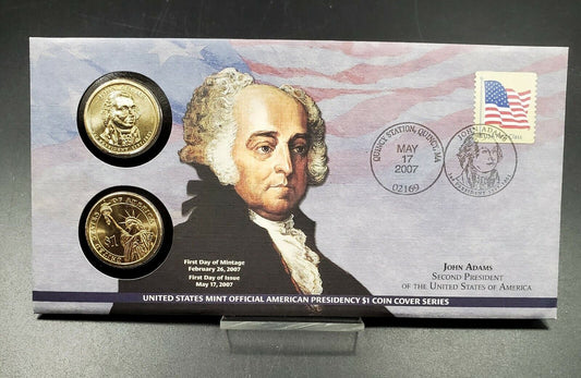 JOHN ADAMS Presidential Dollar P & D 2 coin Set First Day OGP