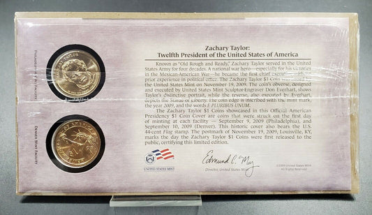 Zachary Taylor 1st  Day Presidential Coin Set BU Philadelphia & Denver Mint ST2
