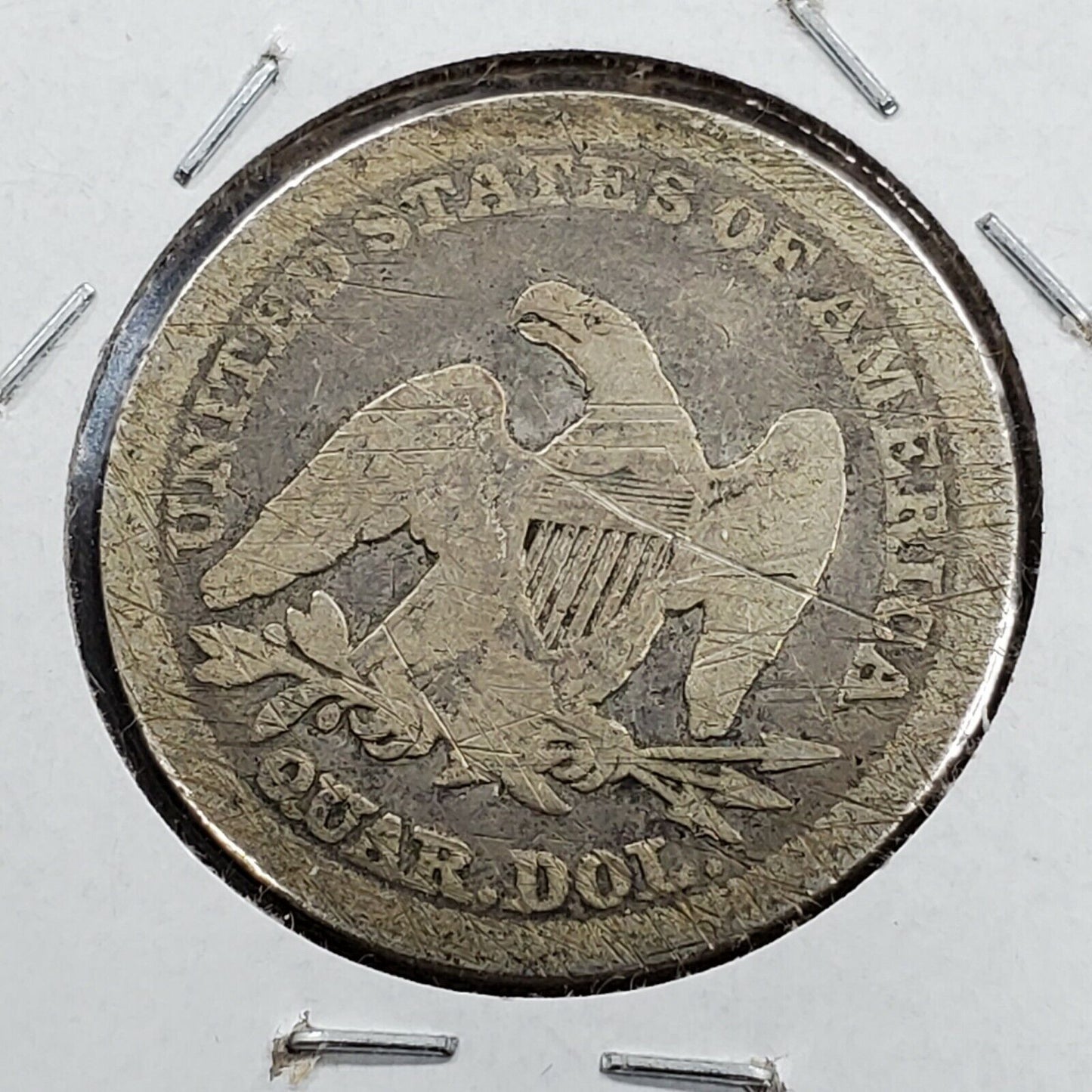 1858 P Seated Liberty Silver Quarter Coin Very Circulated Condition
