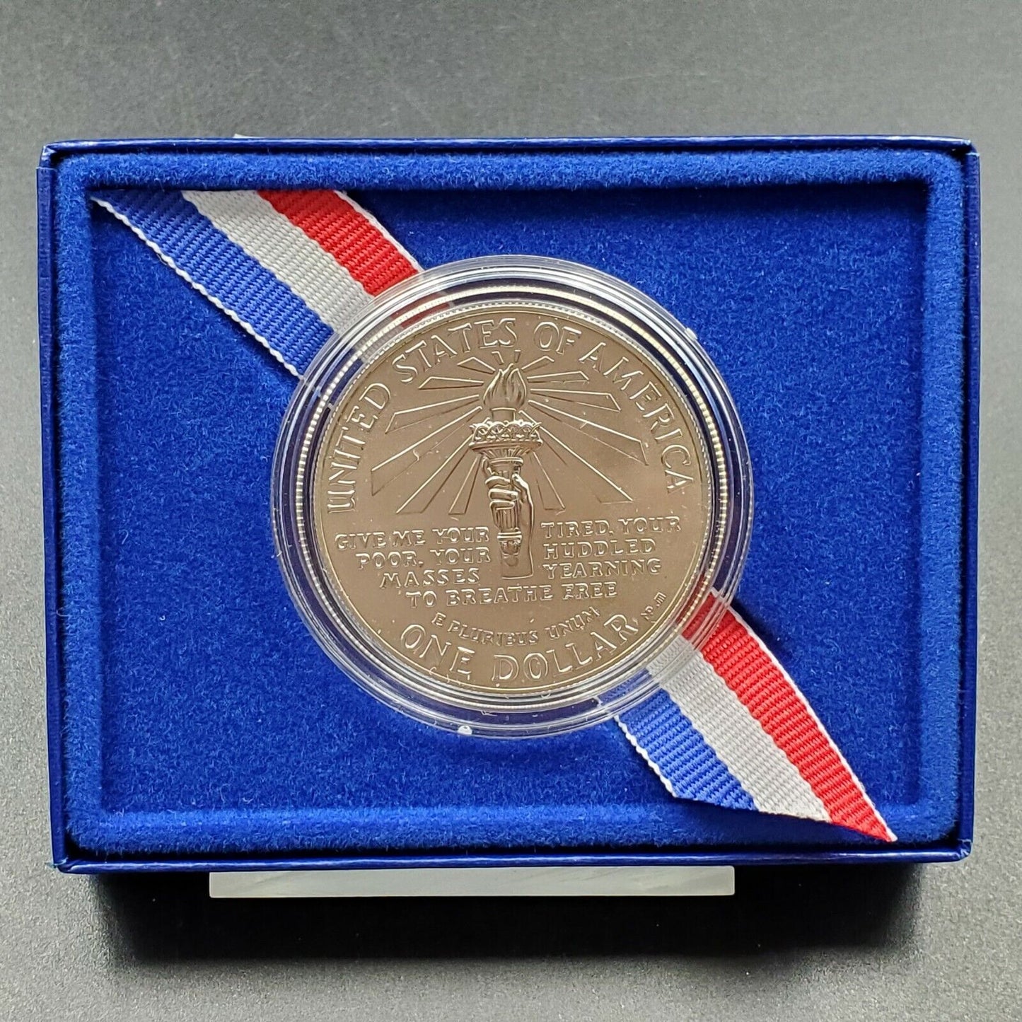 1986 P $1 BU Statue Of Liberty Ellis Island Silver Commemorative Dollar Coin OGP