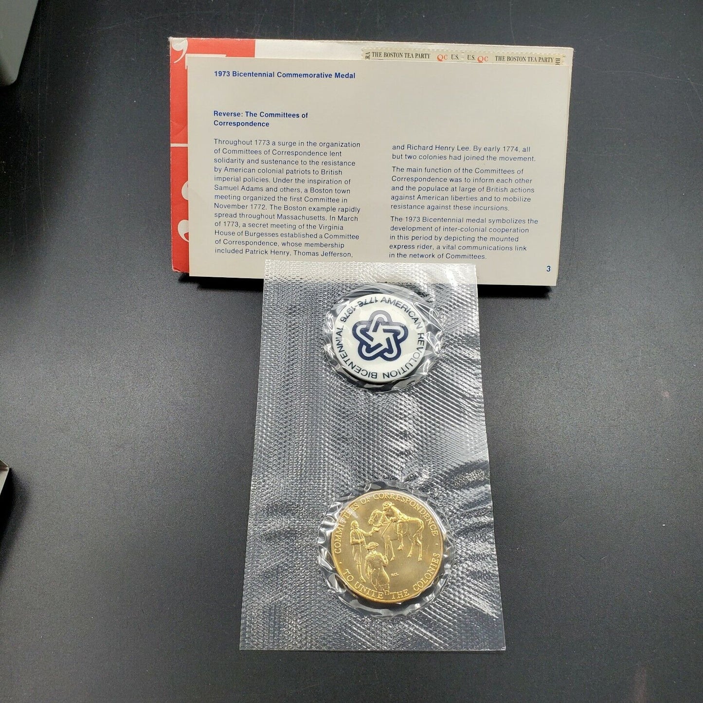 1973 BICENTENNIAL First Day Cover Commemorative Medal & Stamps ADAMS & HENRY