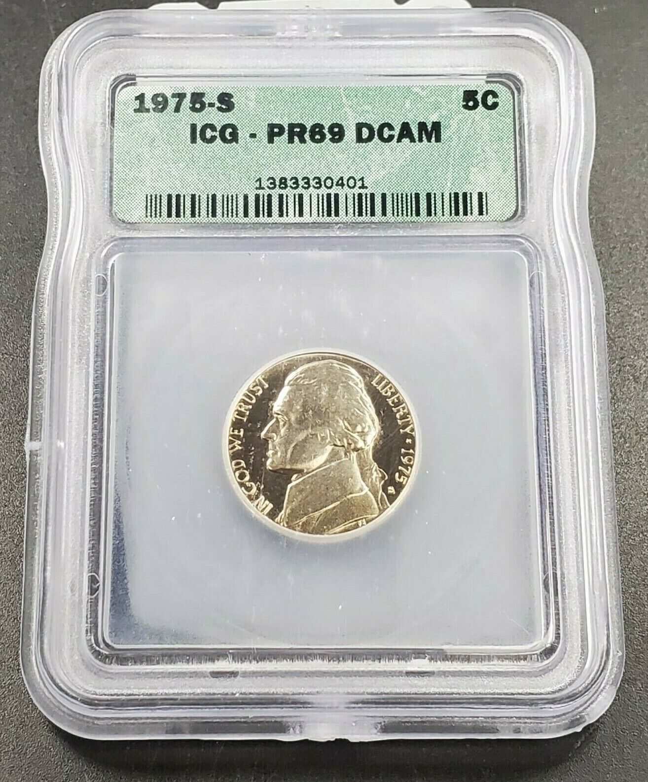 1975 S Proof Jefferson Nickel Coin ICG PR69 DCAM Deep Cameo 5C