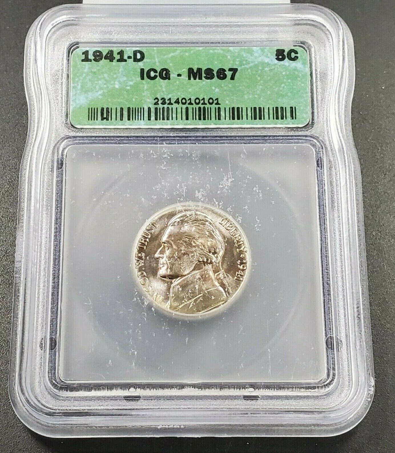 1941 D Jefferson Nickel Coin ICG MS67 Gem BU Unc Used Slab