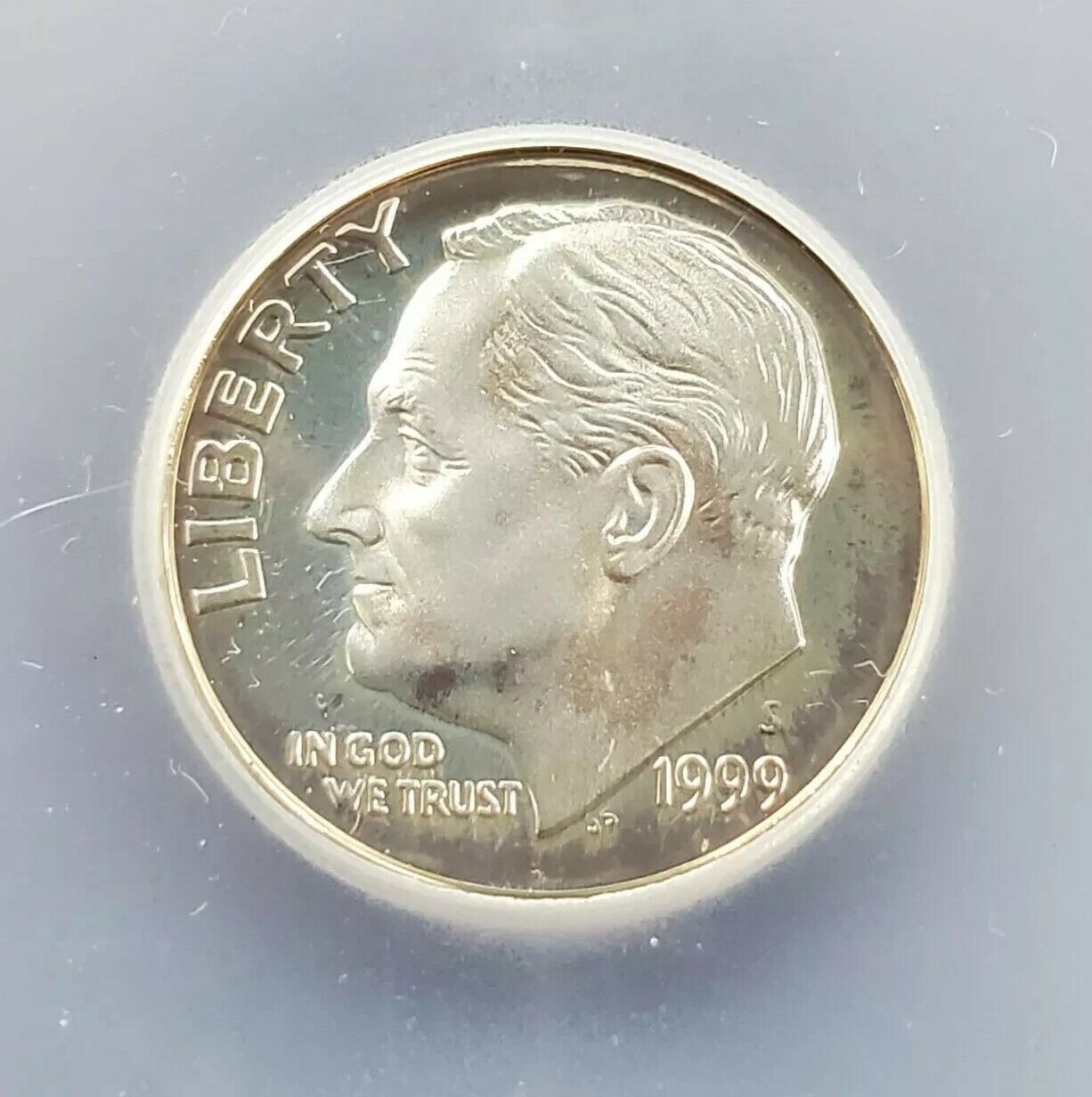 1999 S Roosevelt SILVER Dime Coin Vintage ICG PR70 DCAM Neat Toning Toner